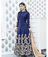 Bollywood style embroidered blue anarkali suit