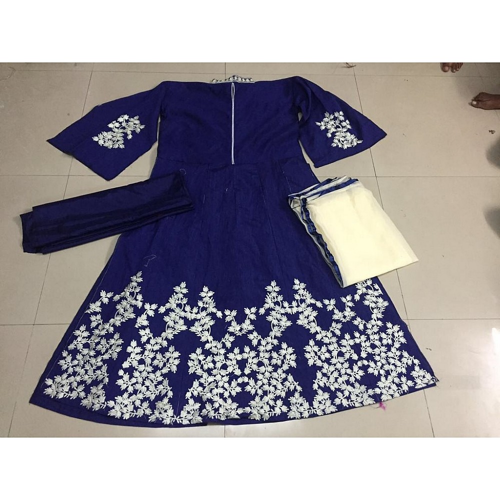 Bollywood style embroidered blue anarkali suit