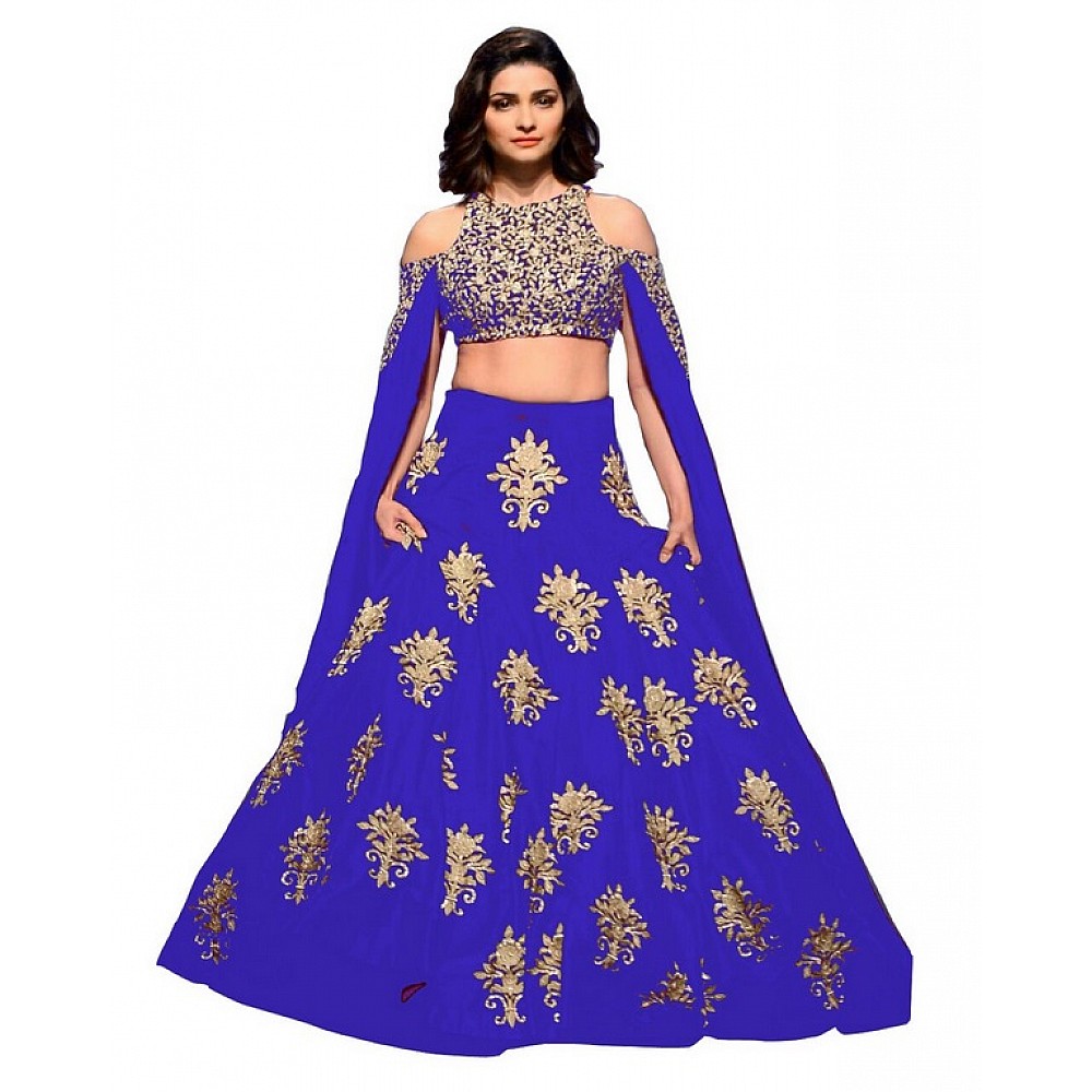 Bollywood style embroidered heavy blue lehenga