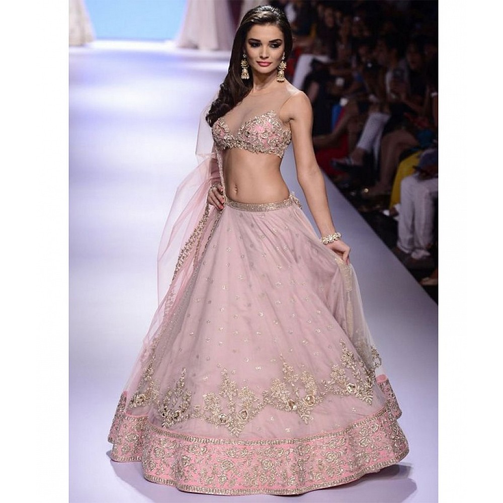 Bollywood style gorgeous pink embroidered lehenga