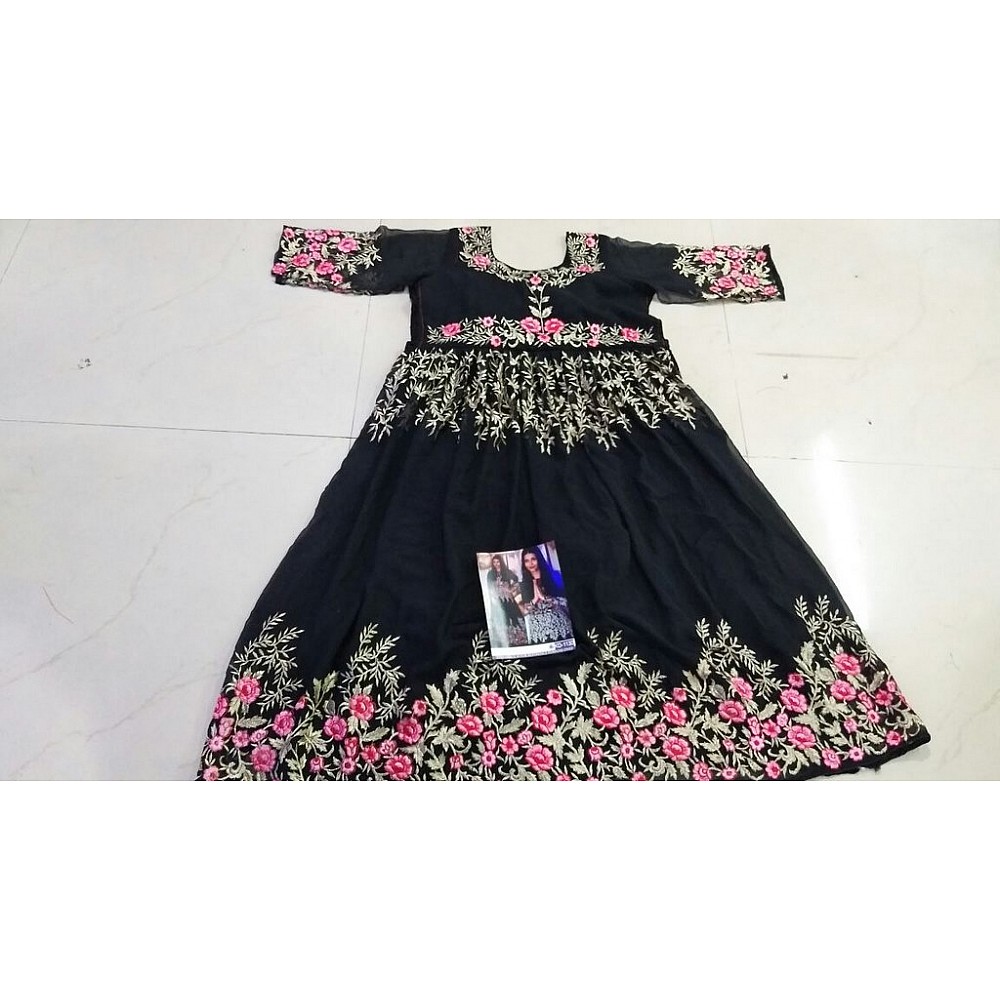 Bollywood style heavy embroidered black anarkali suit