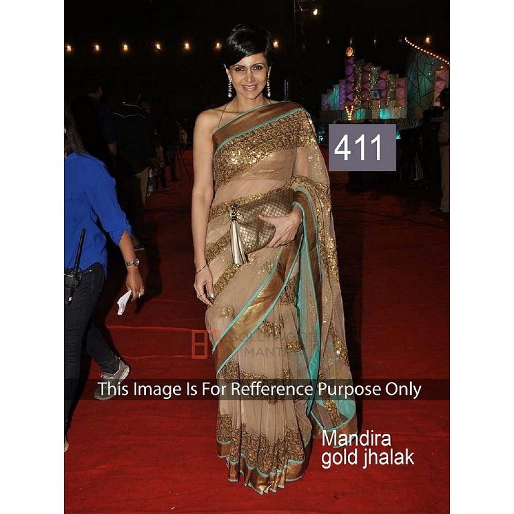 Bollywood style stylist brown embroidered saree