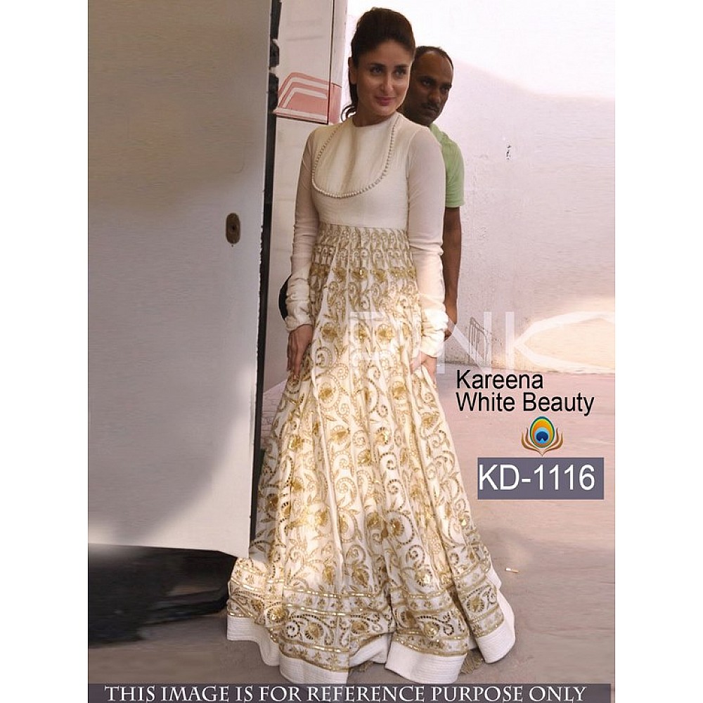 bollywood style stylist embroidered white gown