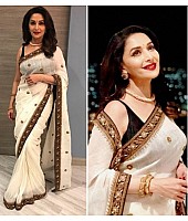 Bollywood style white embroidered saree