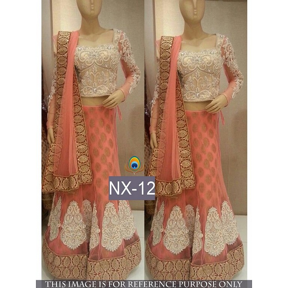 boutique collection peach embroidered lehenga