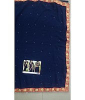 Designer Blue embroidered Ceremonial Saree