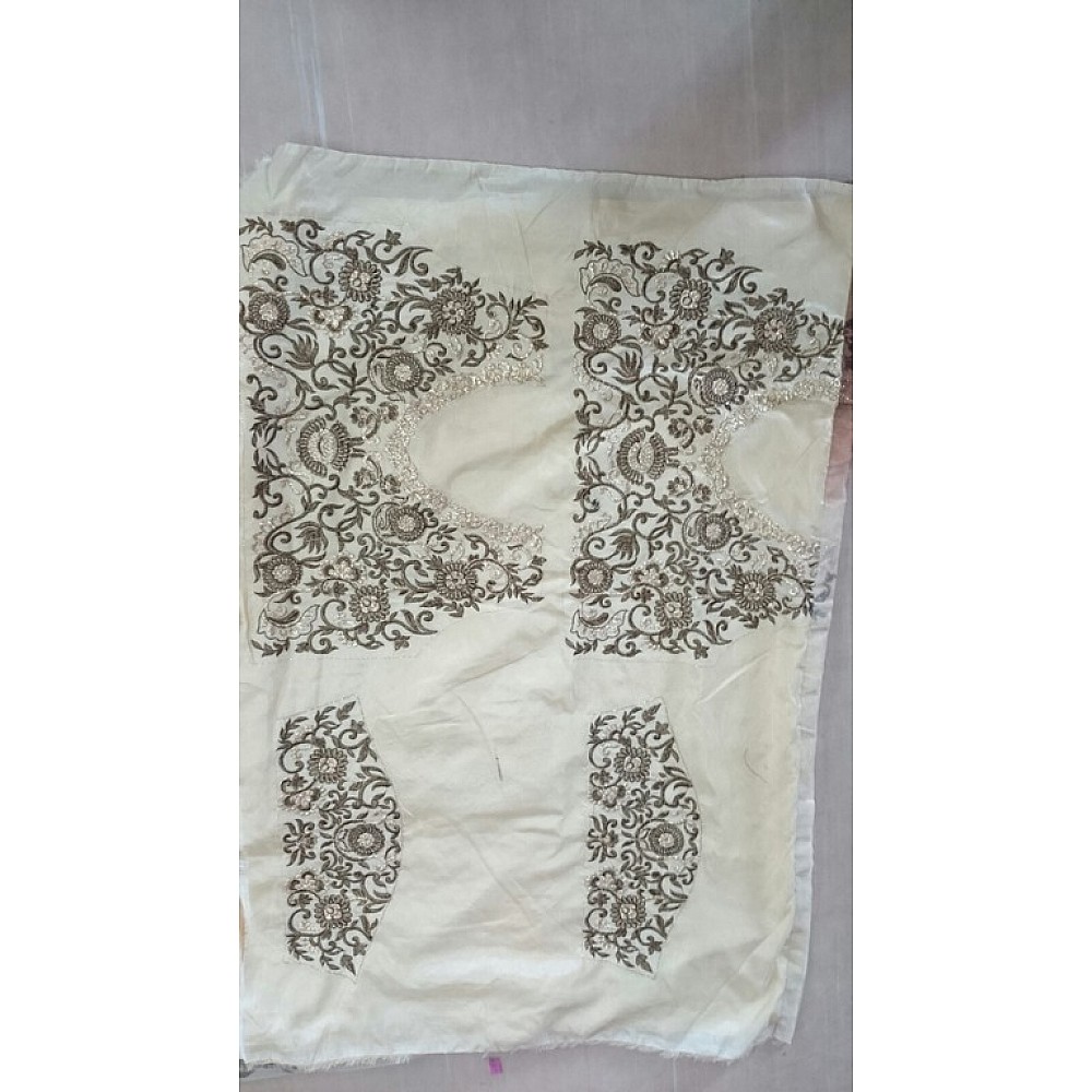 Designer cream embroidered ceremonial saree