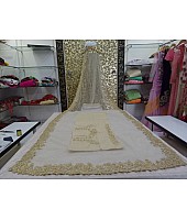 Designer cream embroidered stylist wedding saree