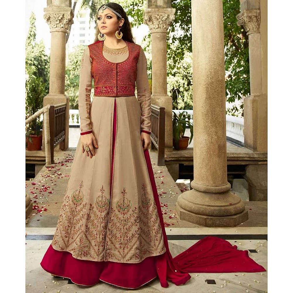 Designer embroidered brown indian wedding salwar suit