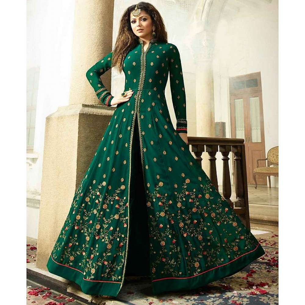 Designer embroidered green indian wedding gown