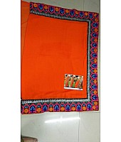 Designer embroidered orange saree