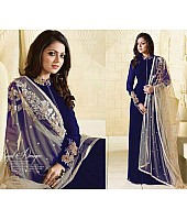 Designer embroidered partywear blue suit