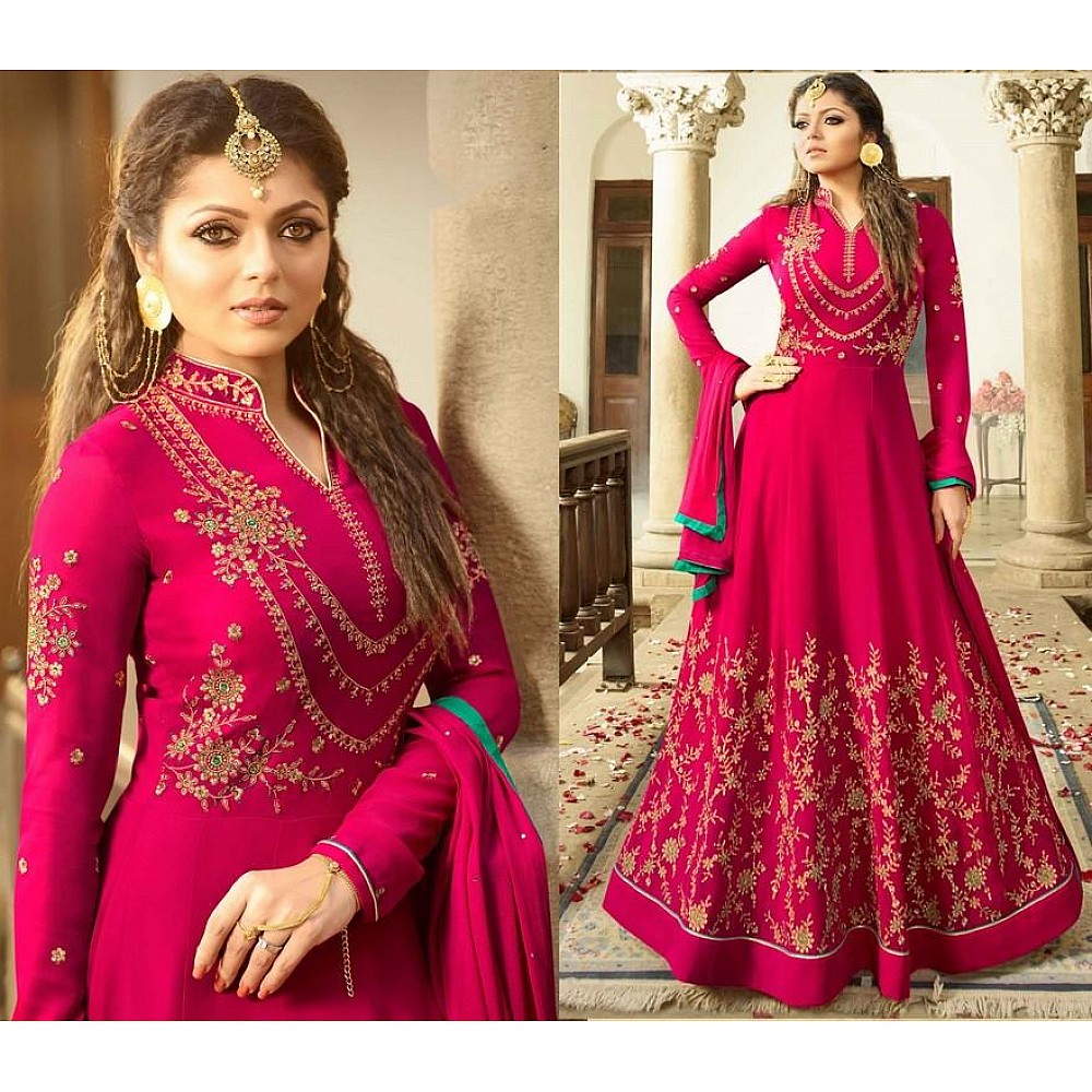 Designer embroidered pink indian wedding anarkali suit