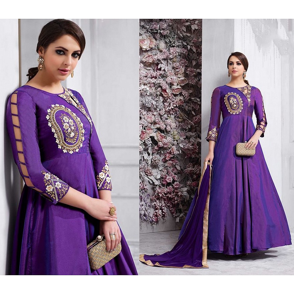 Anarkali Suits : Designer embroidered purple partywear anarkali ...