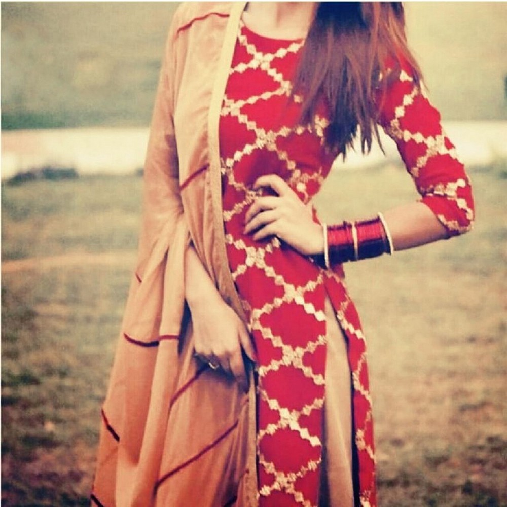 Designer embroidered red salwar suti