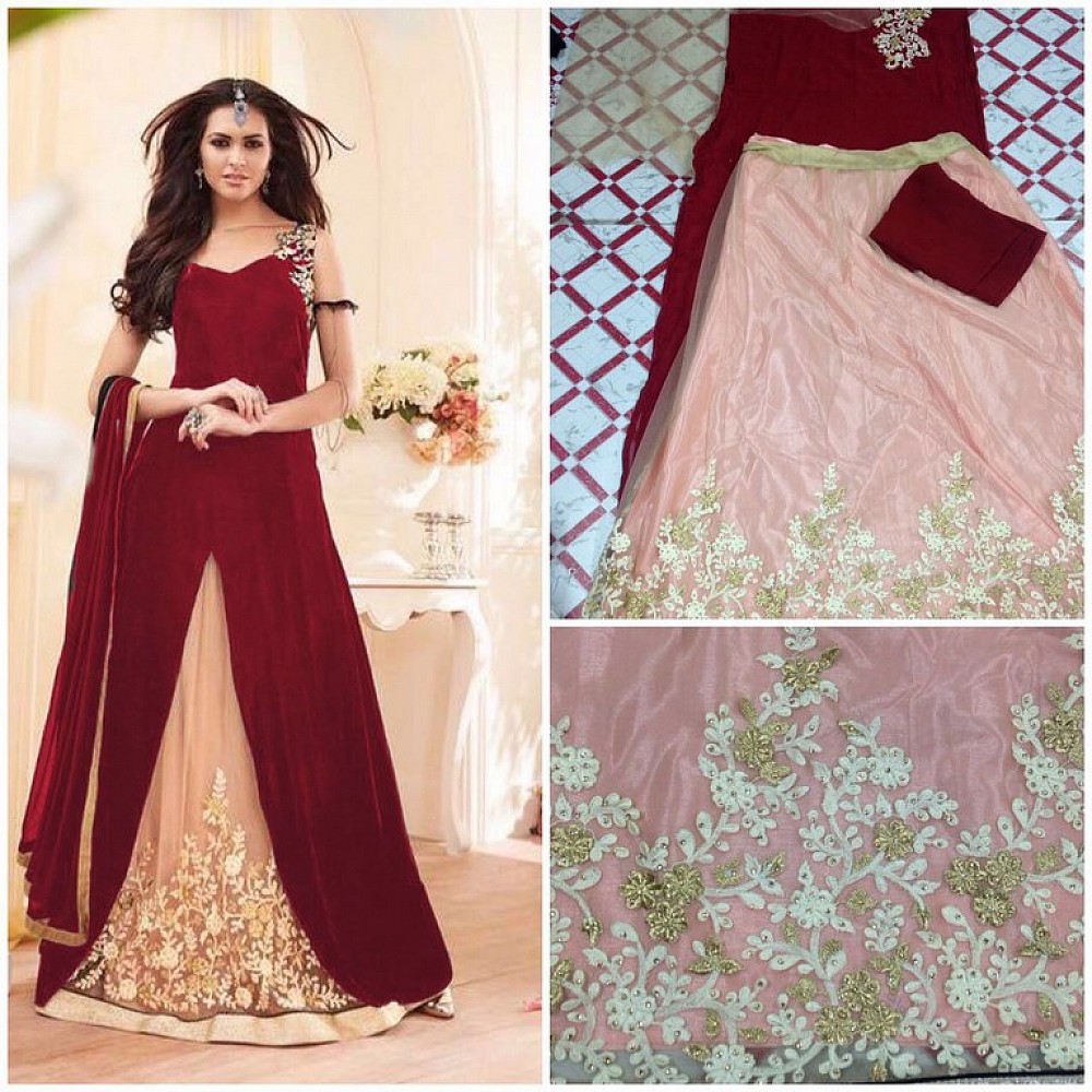 Designer gown style embroidered lehenga