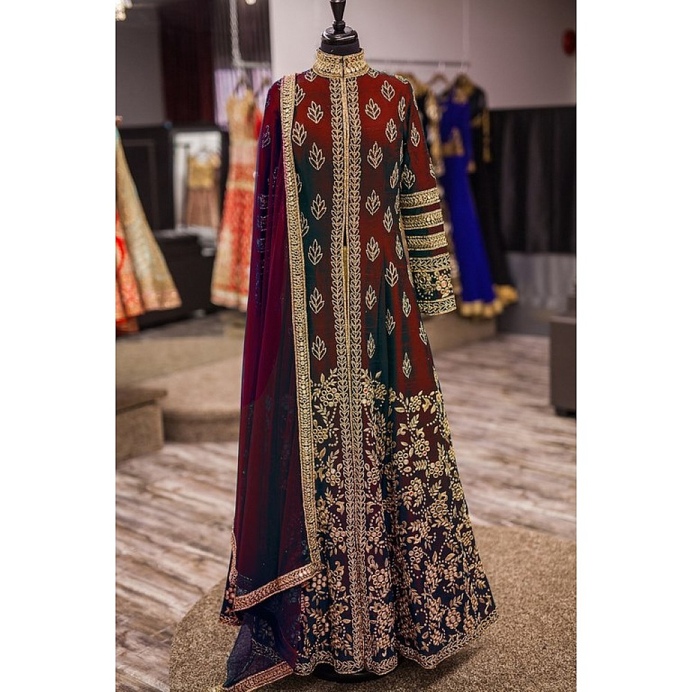 Designer heavy embroidered maroon salwar suit