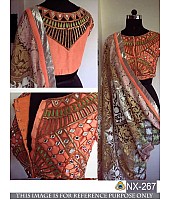 Designer look fancy thread work mono net saree