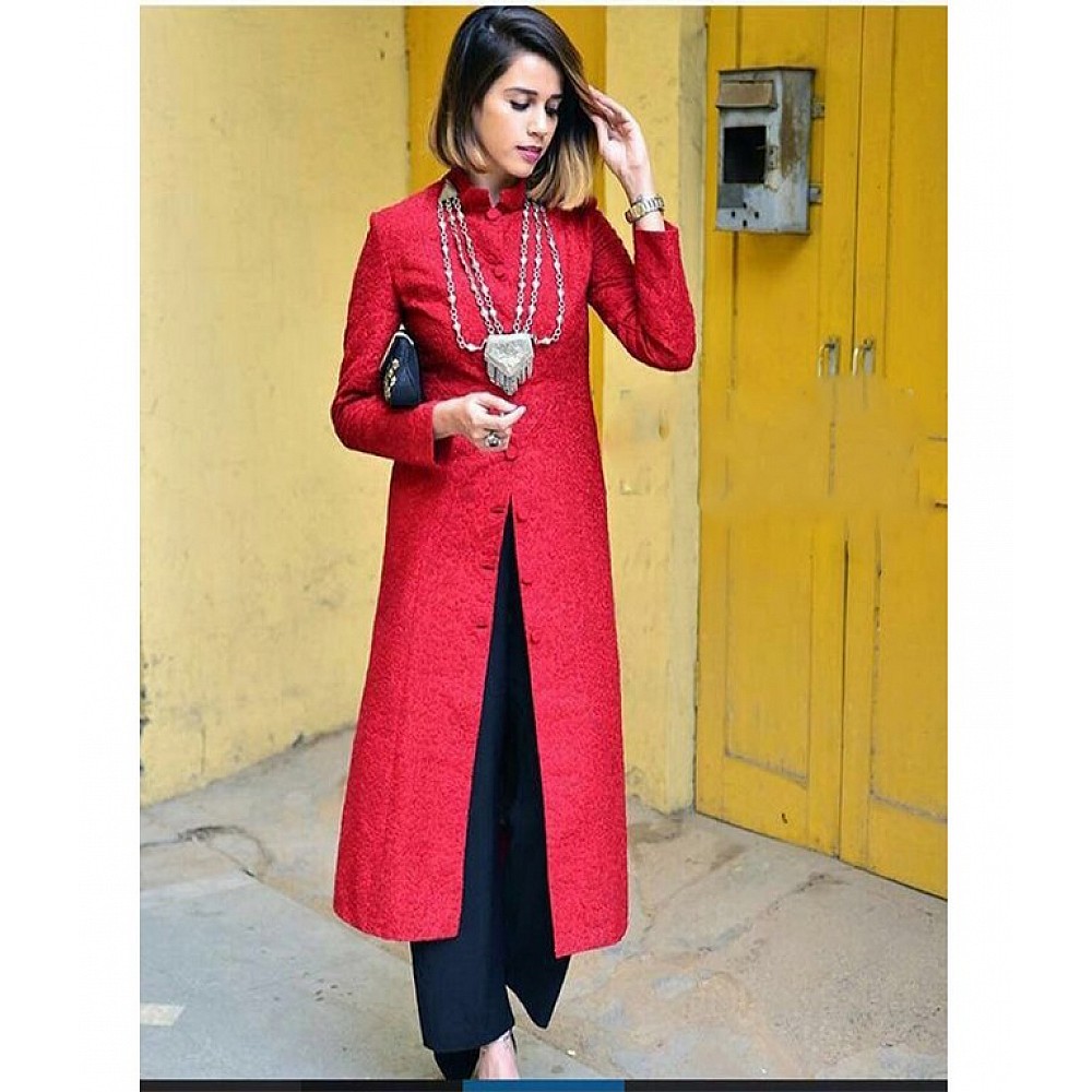 Designer red ceremonial salwar suit