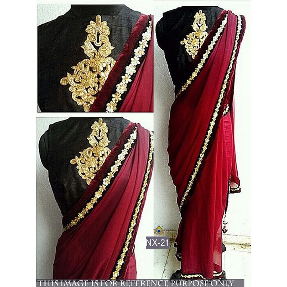 fabulous look designer maroon saree