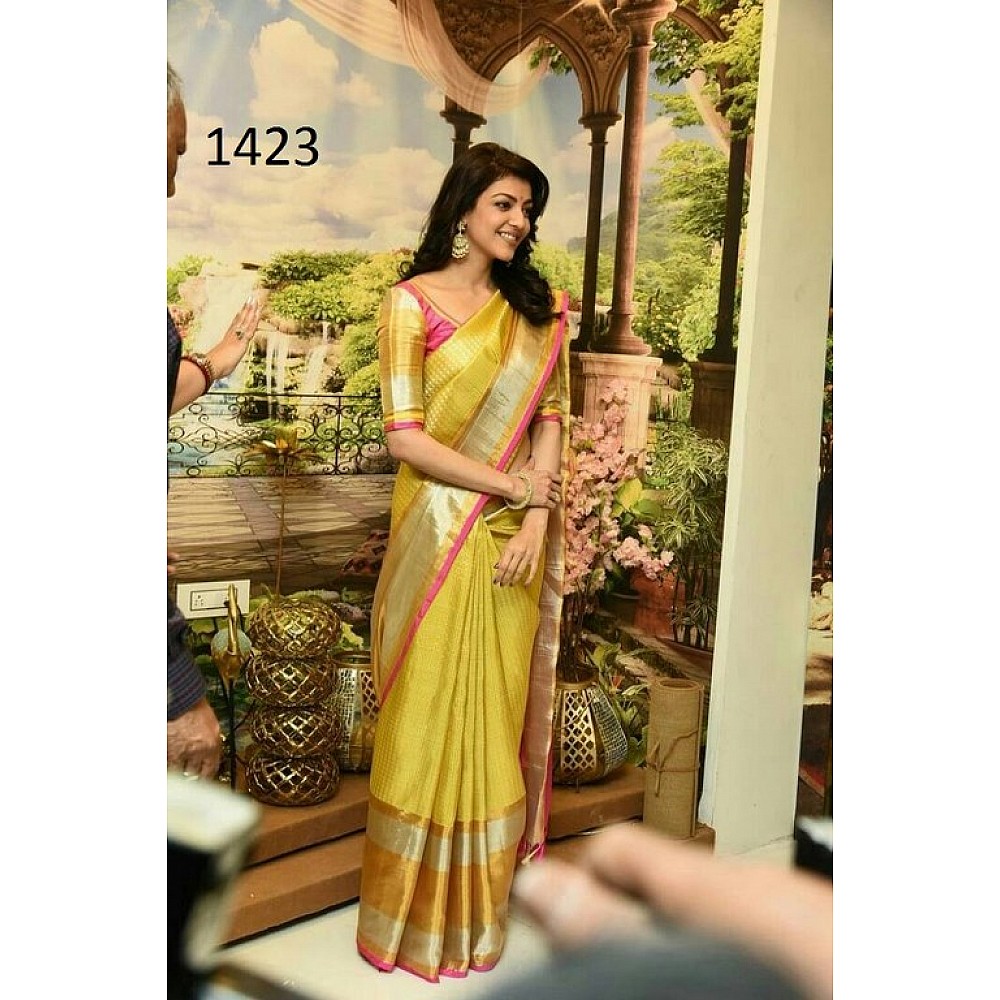 Fabulous Yellow Printed Festival Saree