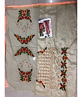 Georgette silk embroidered peach wedding saree