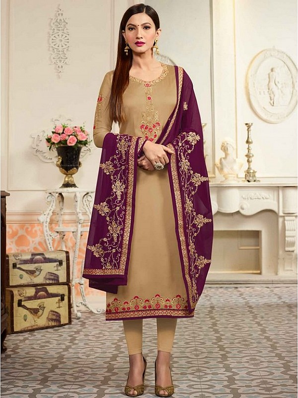 Jacquard Pashmina Embroidered Salwar Kameez - Indian Dress - C835C |  Fabricoz USA
