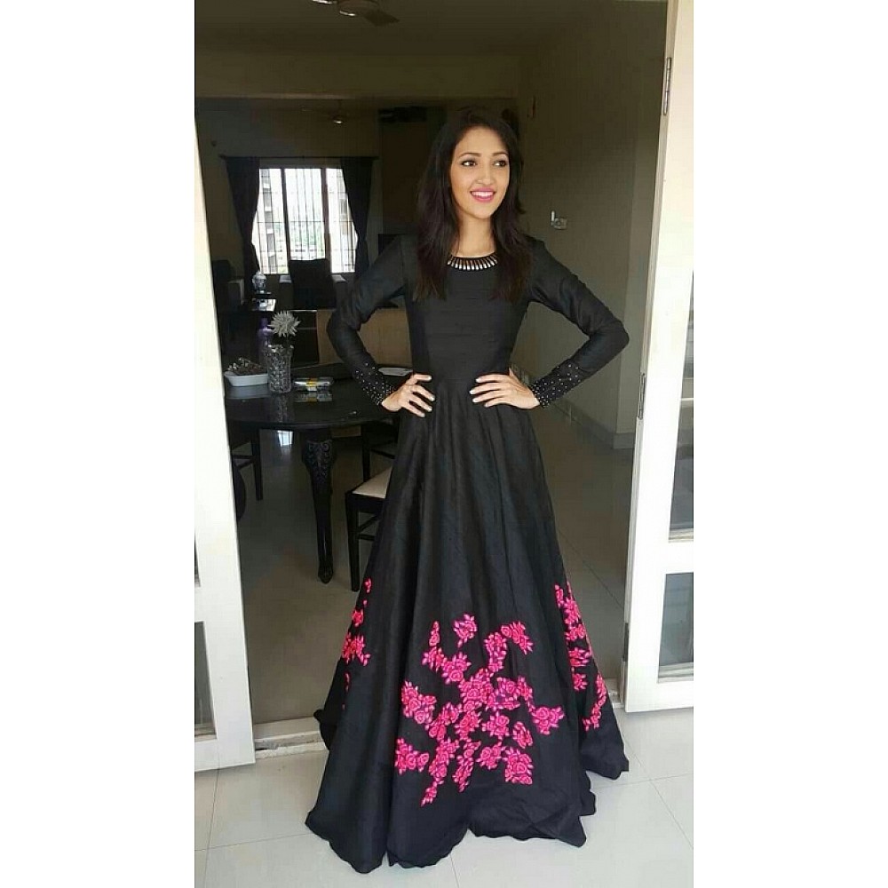 Gorgeous Black embroidered Party Wear Gown