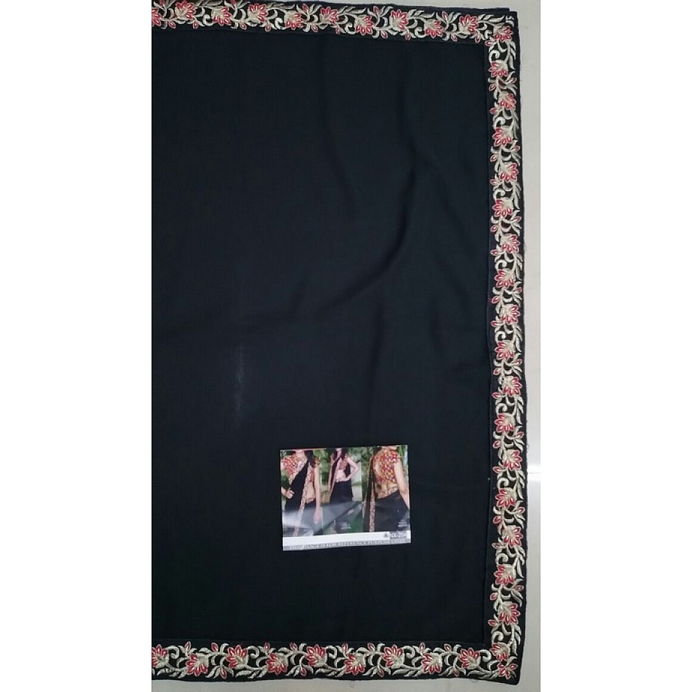 Gorgeous Black embroidered Party wear Saree