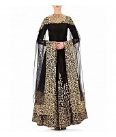 Gorgeous black embroidered partywear anarkali suit