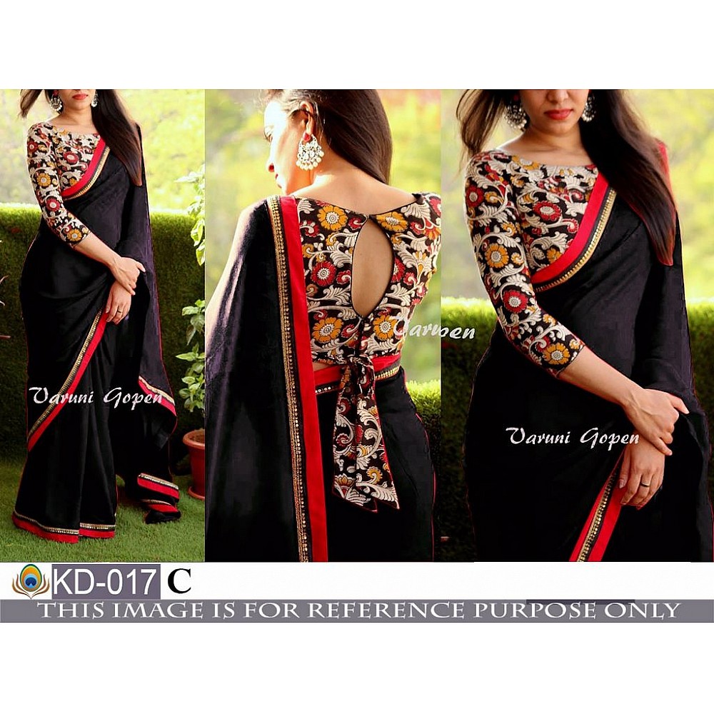Gorgeous black partywear saree with fancy blouse