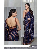 Gorgeous blue embroidered partywear saree