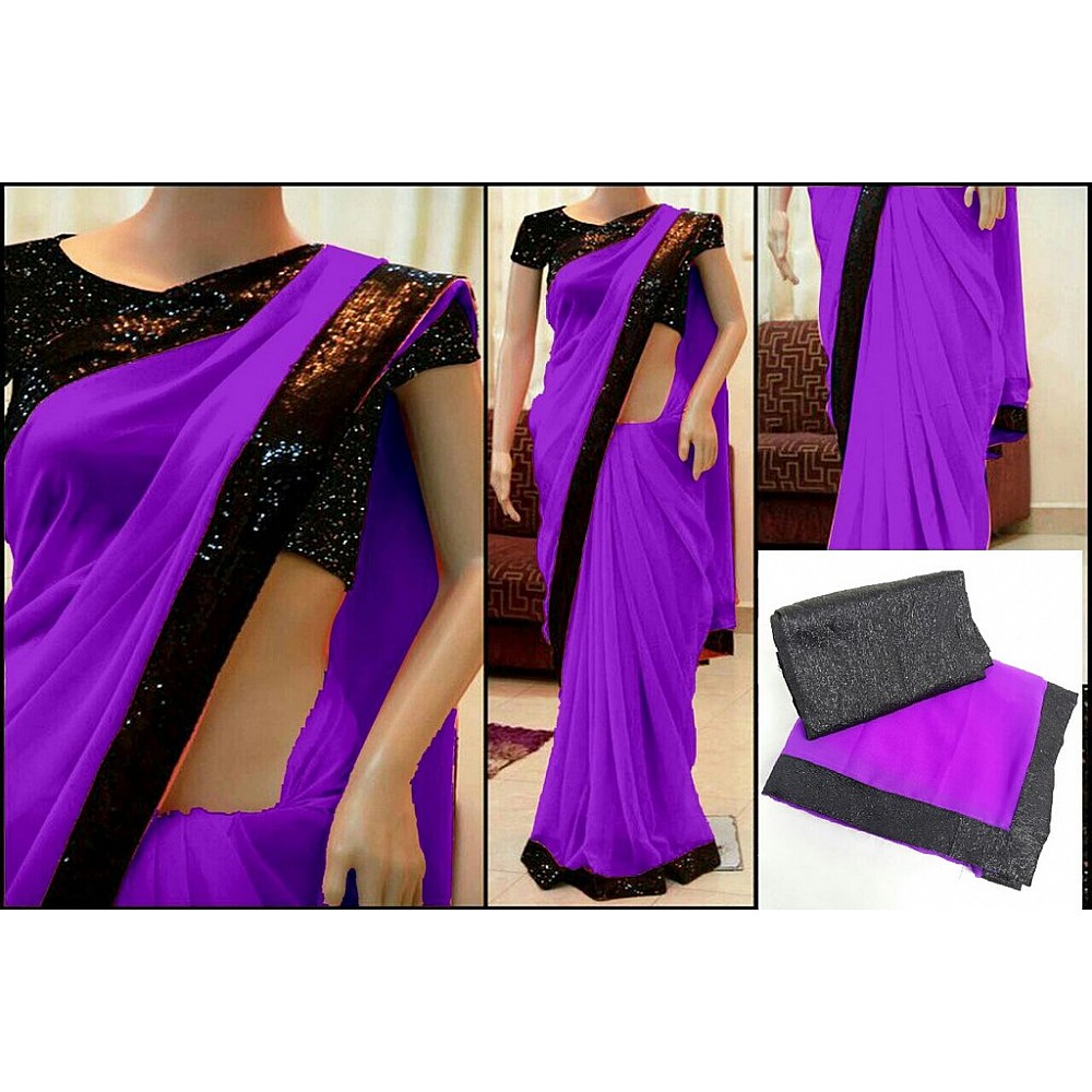 Gorgeous partywear saree with sequence blouse