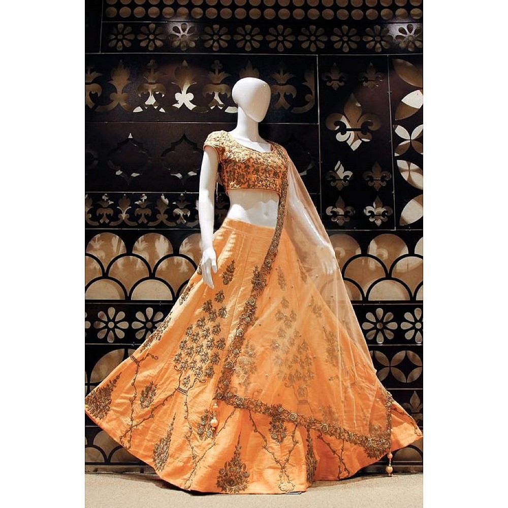 Gorgeous Peach embroidered Party wear lehenga