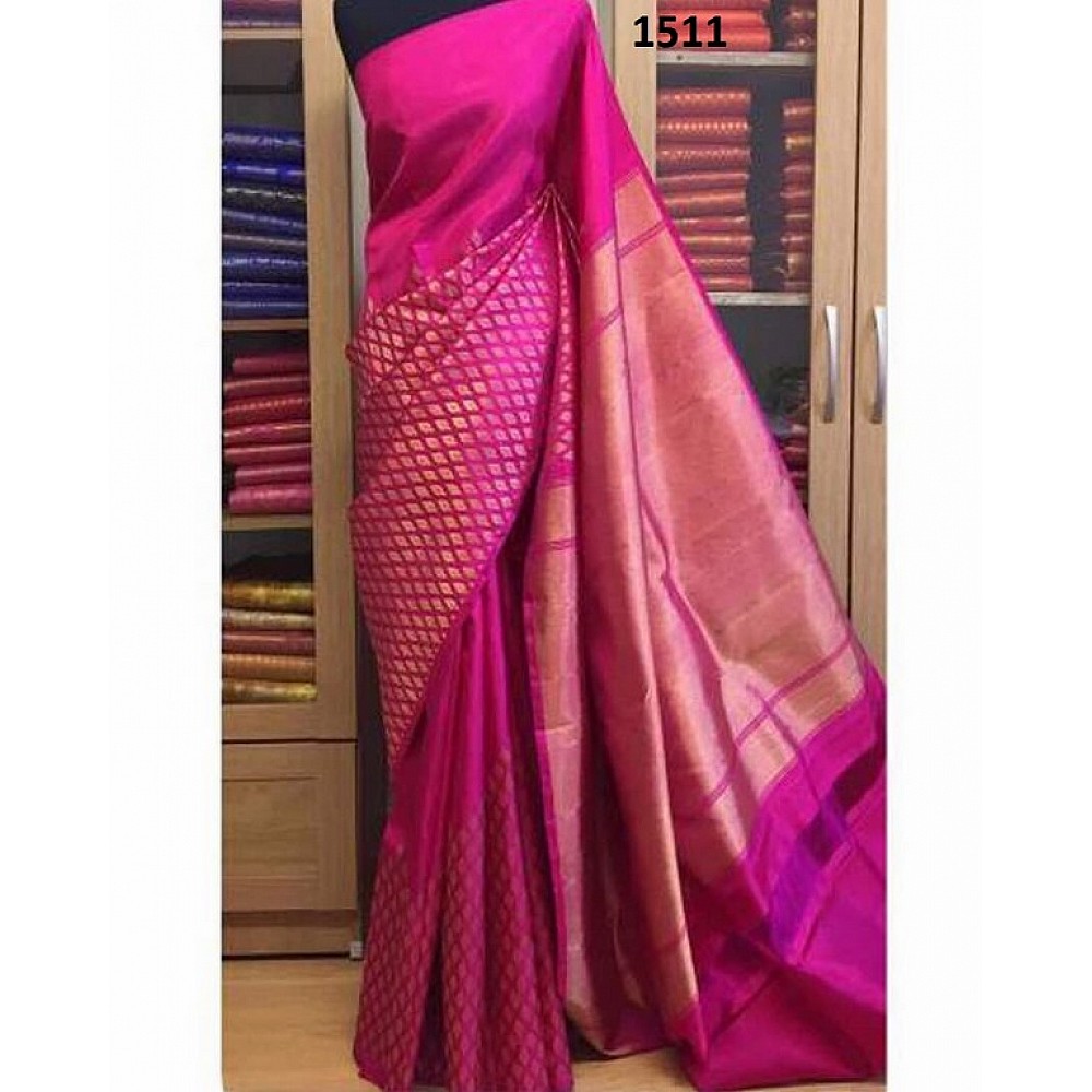 Gorgeous Pink Printed Wedding Saree