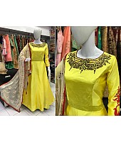 Gorgeous yellow handworked anarkali suit for wedding
