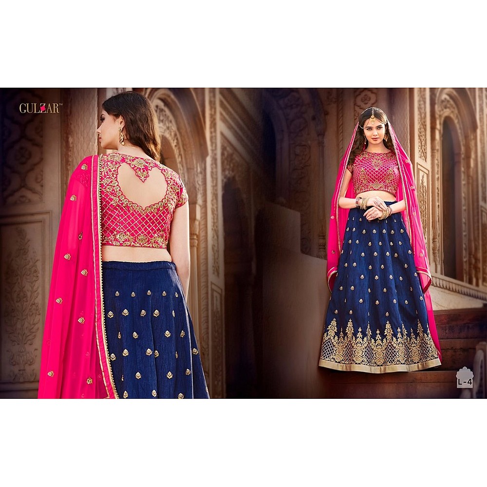 Gulzar pink and blue heavy embroidered lehenga