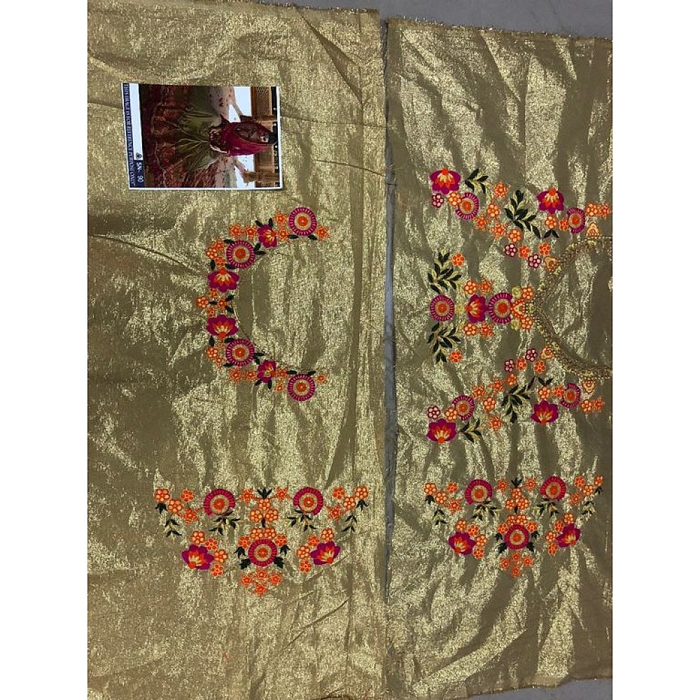Heavy embroidered satin silk georgette wedding saree