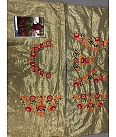Heavy embroidered satin silk georgette wedding saree