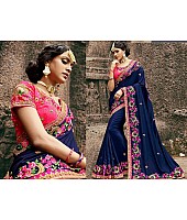 Heavy fancy embroidered moss chiffon wedding saree