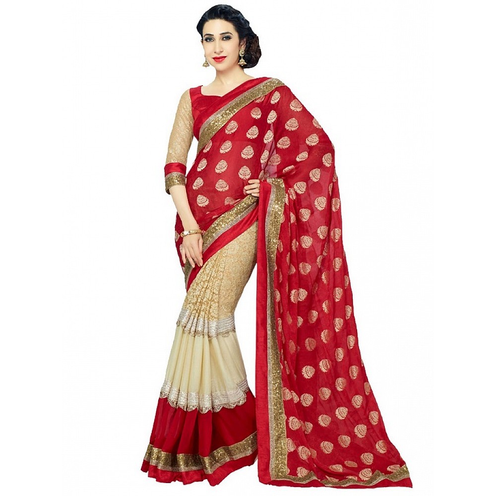 karishma gorgeous red saree