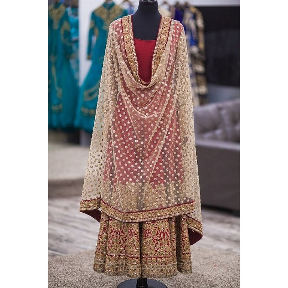 KG designer embroidered wedding red salwar suit