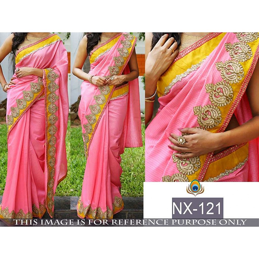 mahaveer Beautiful pink cotton saree