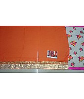Mahaveer Designer embroidered cream and orange half half saree