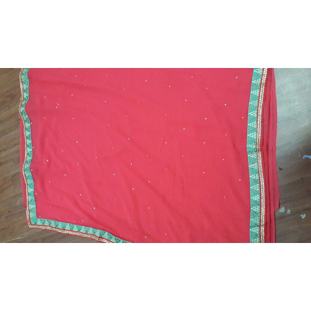 Mahaveer Designer embroidered red  saree