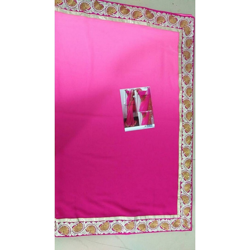 Mahaveer designer partywear pink saree