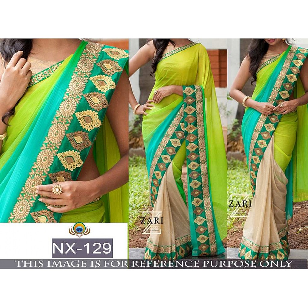 Mahaveer Gorgeous embroidered multi shaded saree