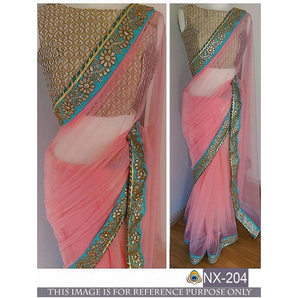 Mahaveer gorgeous partywear pink saree