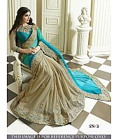 mahaveer heavy embroidered half half designer wedding saree