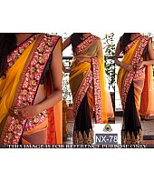 mahaveer yellow and black ceremonial embroidered saree